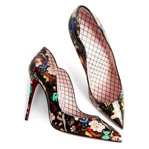 Christian Louboutin Hot Chick 100 Patent Leather Pin Up Pumps Sz 9.5 / 39.5